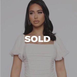 FN Feeling Ruched Short Sleeve Bodysuit - White